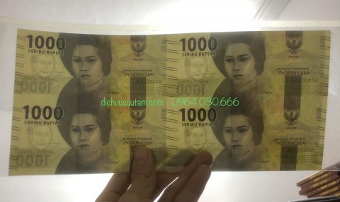 Tiền Indonesia 1000 rupiah Uncut, 4 tờ nguyên khối