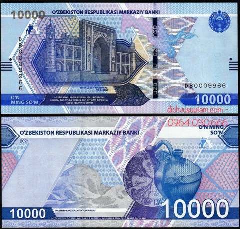 Tiền Uzbekistan 10000 som mới phát hành 2021