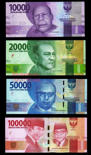 Bộ 4 tờ tiền Indonesia mệnh giá lớn phiên bản mới