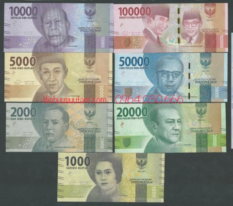 Bộ 7 tờ tiền Indonesia phiên bản mới