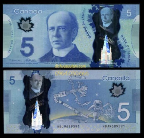 Tiền Canada 5 dollars polymer