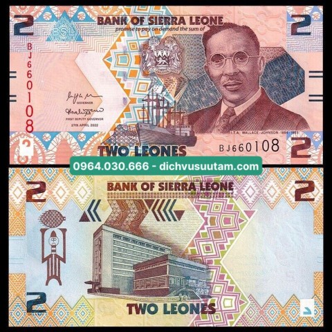 Tiền Sierra Leone 2 leones mới phát hành