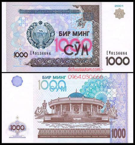 Tiền Uzbekistan 1000 som sưu tầm