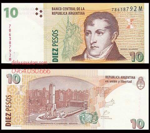 Tiền Argentina 10 pesos