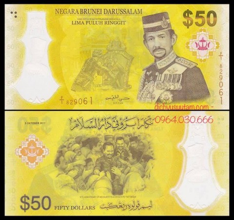 Tiền Brunei 50 ringgit polymer