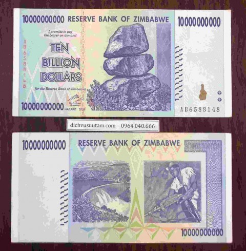 Tiền lạm phát Zimbabwe 10 tỷ Dollars