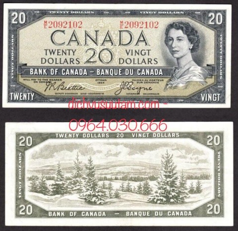 Tiền xưa Canada 20 dollars Nữ hoàng Elizabeth II