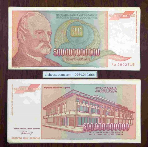 Tiền lạm phát Nam Tư 500 tỷ Dinara