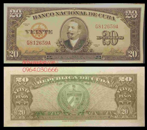 Tiền xưa Cộng hòa Cuba 20 pesos 1940