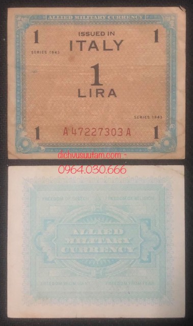 Tiền xưa Italy 1 lira 1943