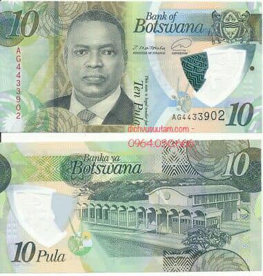 Tiền Botswana10 pula polymer phiên bản mới