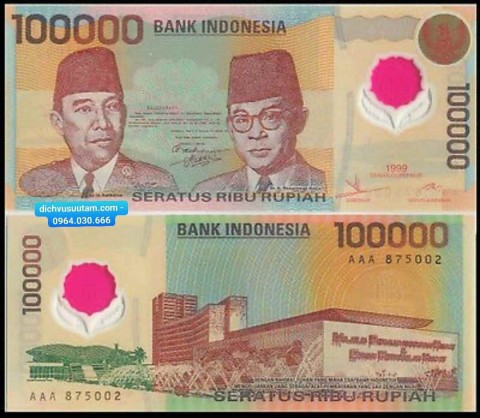 Tờ 100000 Rupiah Polymer, tờ tiền Polymer hiếm lớn nhất của Indonesia