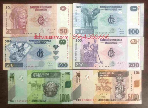 Bộ 6 tờ tiền Cộng hòa Congo