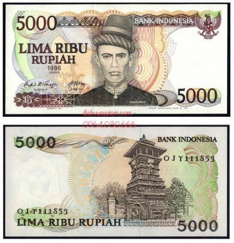 Tiền xưa Indonesia 5000 rupiah 1986