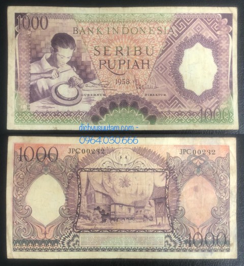 Tiền xưa Indonesia 1000 rupiah 1958