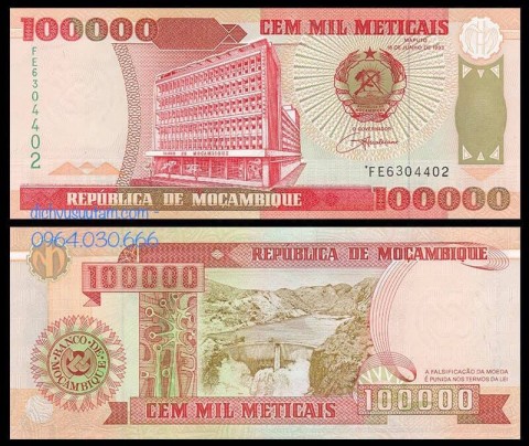 Tiền xưa Mozambique 100.000 meticais