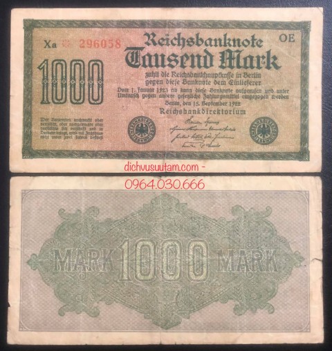 Tiền cổ Đức 1000 Mark 1922
