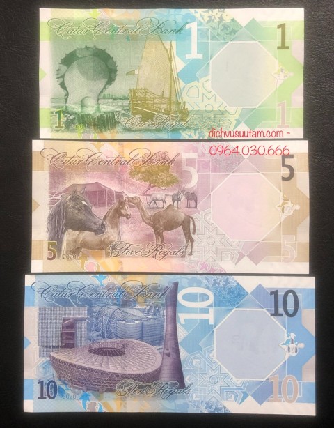 Bộ 3 tờ tiền Qatar mới phát hành 2020 mệnh giá 1, 5, 10 riyals