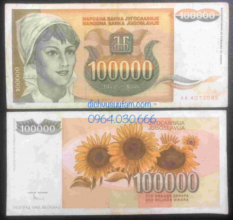 Tiền Liên bang Nam Tư cũ 100.000 dinara