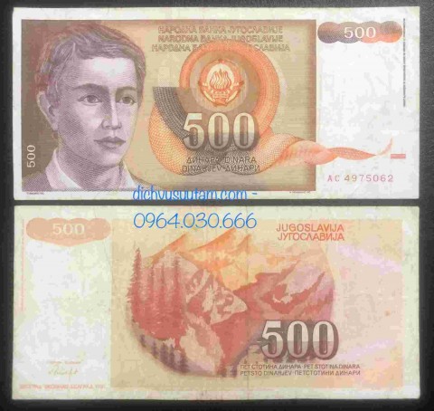 Tờ 500 dinara của Nam tư, quốc gia không còn tồn tại