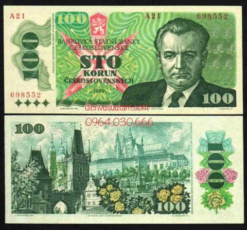 Tiền xưa Tiệp Khắc 100 korun 1989
