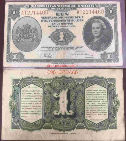 Tiền xưa Đông Ấn Hà Lan 1 gulden 1943