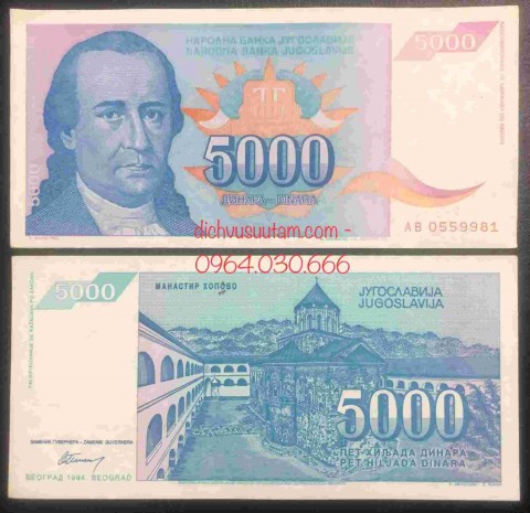Tiền xưa Nam Tư 5000 dinara