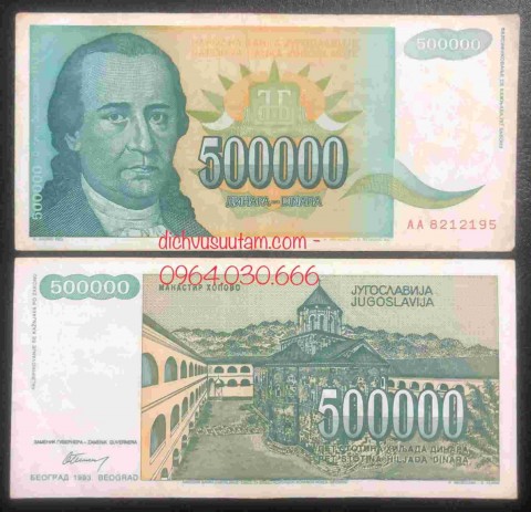 Tiền Liên bang Nam Tư cũ 500.000 dinara
