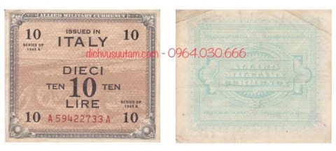 Tiền xưa Quân đội Italy sử dụng trong thế chiến thứ II 10 lire 1943