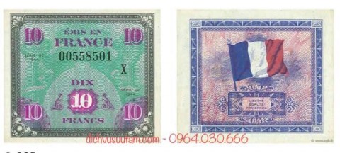 Tờ 10 francs Quân đội Pháp sử dụng trong thế chiến thứ II năm 1944