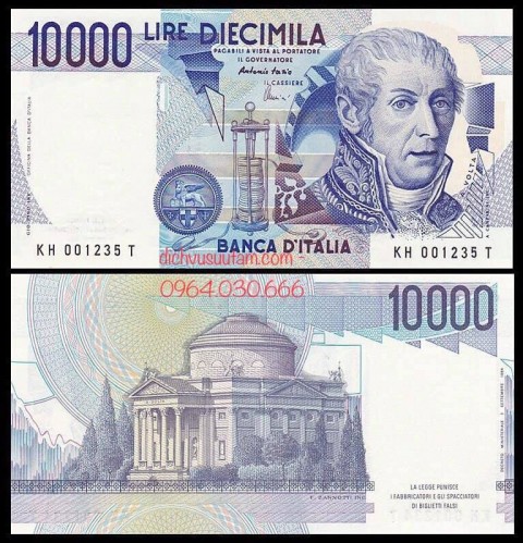 Tiền xưa Cộng hòa Ý 10.000 lire