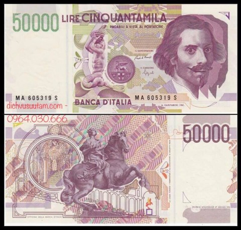 Tiền xưa Cộng hòa Ý 50.000 lire