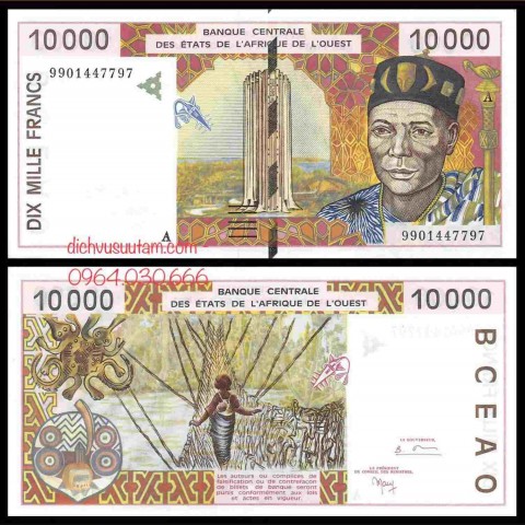 Tiền Bờ Biển Ngà 10000 francs