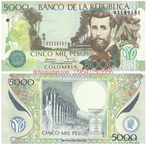 Tiền Cộng hòa Comobia 5000 pesos