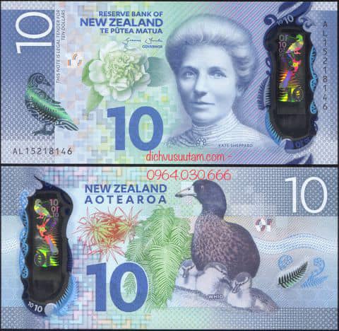 Tiền New Zealand 10 dollars pollymer sưu tầm