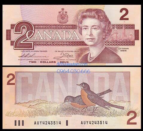 Tiền Canada 2 dollars 1986 Nữ hoàng Elizabeth II