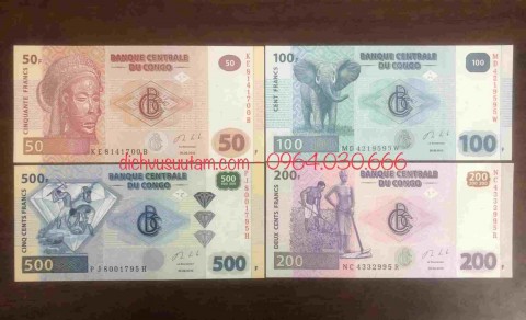 Bộ 4 tờ tiền Cộng hòa Congo