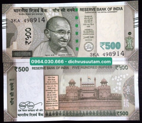 Tiền Ấn Độ 500 rupees phiên bản mới
