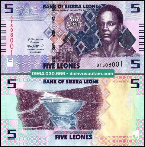 Tiền Sierra Leone 5 leones mới phát hành