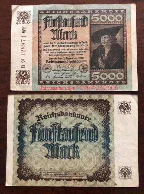 Tiền cổ Đức 5000 Mark 1922