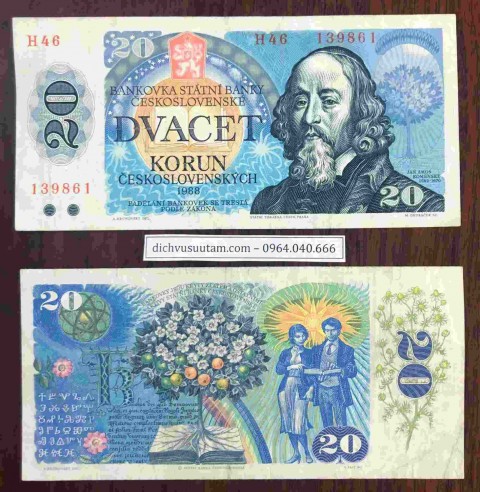 Tiền xưa Tiệp Khắc 20 korun