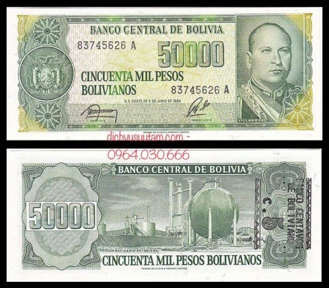 Tiền xưa Bolivia 50000 pesos bolivianos
