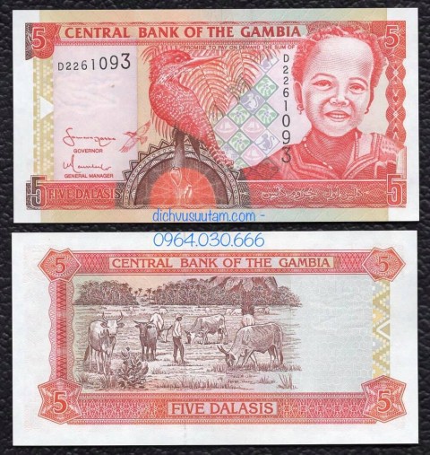Tiền xưa Cộng hòa Gambia 5 dalasis