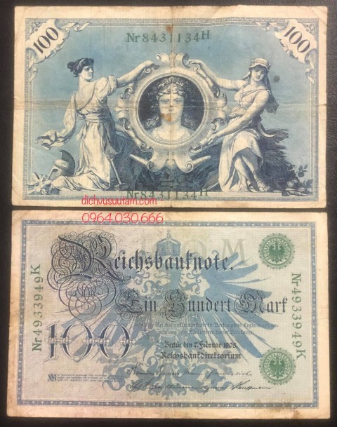Tiền cổ Đức 100 Mark 1908