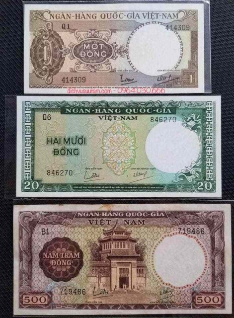 Bộ tiền VNCH 1964 3 mệnh giá