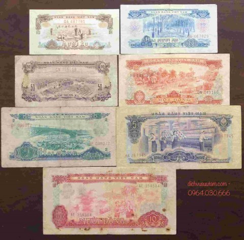 Bộ 7 tờ tiền Giải Phóng Miền Nam Việt Nam 1966