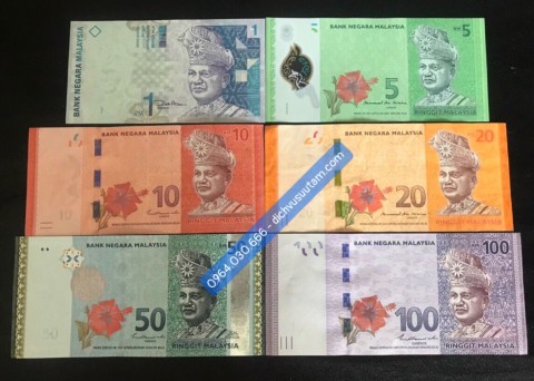 Bộ tiền Malaysia 6 tờ khác nhau