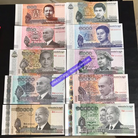 Bộ tiền Campuchia đầy đủ 10 tờ