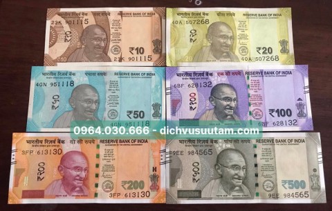 Bộ tiền Ấn Độ phiên bản mới 6 mệnh giá khác nhau