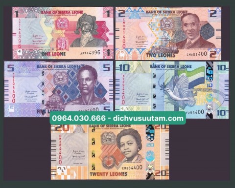 Bộ tiền mới phát hành của Sierra Leone 5 mệnh giá khác nhau
